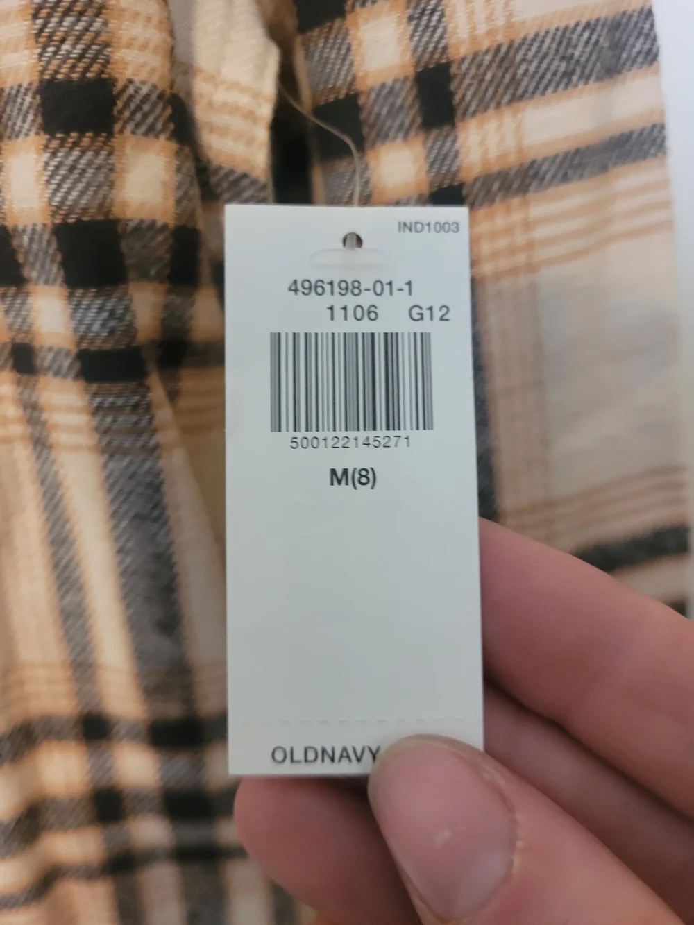 Old Navy Beige & Black Plaid Button-Up Shirt